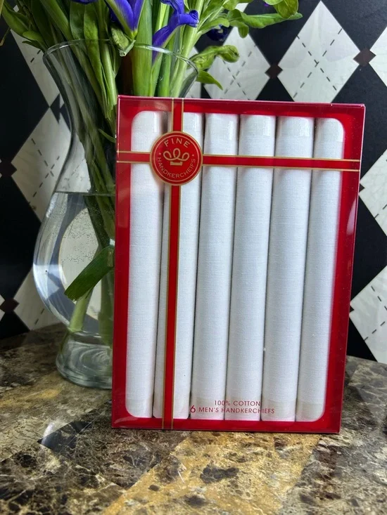 Classic 100% Cotton Handkerchiefs – White Men's 6-Piece Gift Set - Picture 6 of 7